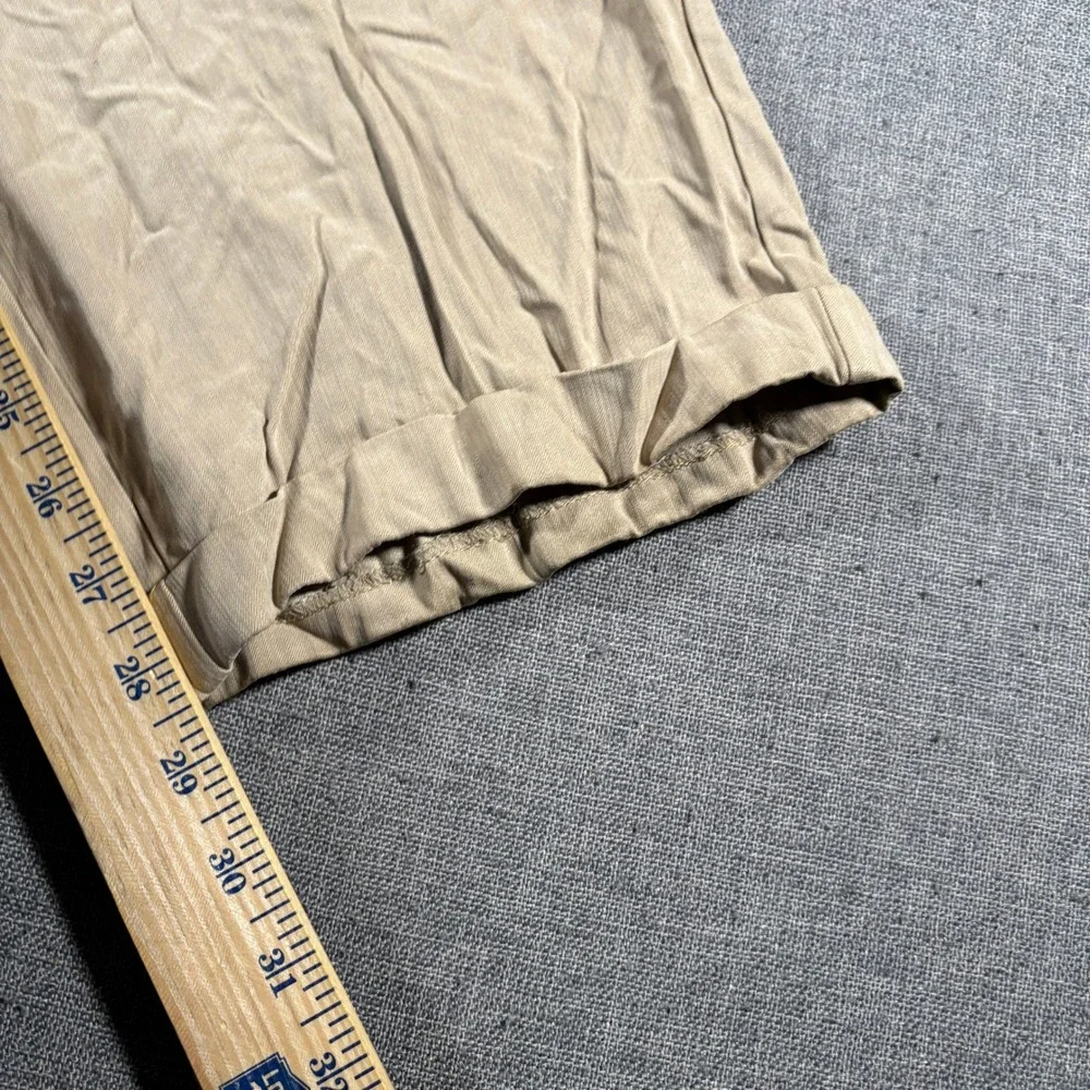 Tommy Bahama Pleated Chino Mens 34x30 Tan Silk Bamboo Cuffed Pants